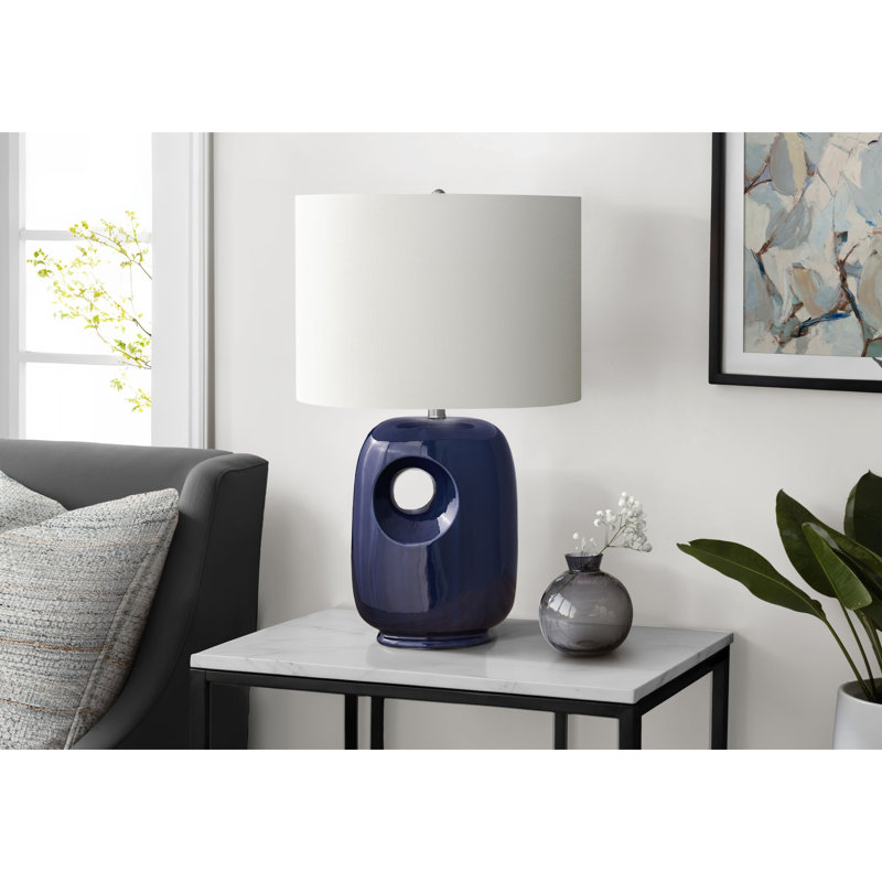 Lampe de table contemporaine et moderne, Bleu / Argent