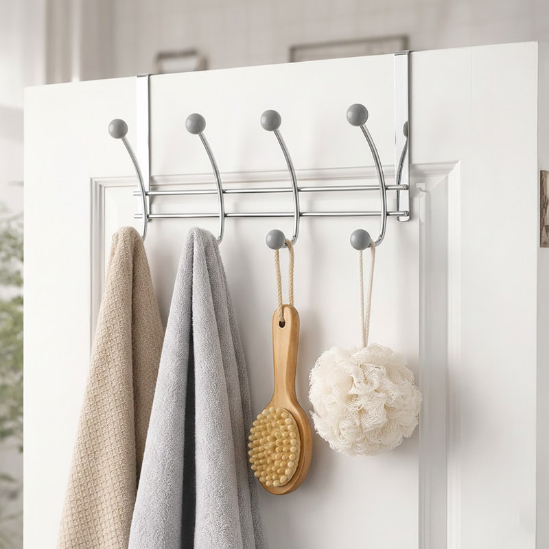 Support à 8 crochets à suspendre au-dessus de la porte, Chrome / gris