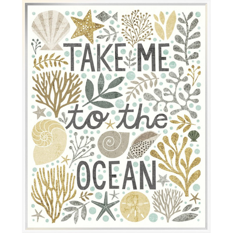 «Under Sea Treasures IV Gold Neutral» par Michael Mullan, art mural sur toile, H 20 po x l 16 po, Toile avec cadre, Aucun mat