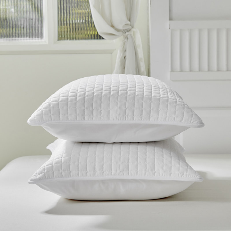 Ensemble de taies d'oreiller matelassées avec fermeture à glissière (2 pièces), matériau en fibre de polyester lavable à la machine, respirant et confortable, convient aux chambres à coucher et aux chambres d'hôtel