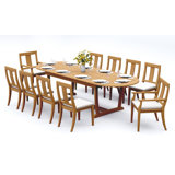 8 Seats 9 Pcs Grade-A Teak Wood Dining Set: 94" Mas Oval Trestle Leg Table And 8 Osborne Chairs (2 Arm & 6 Armless Chairs) #11OS2302