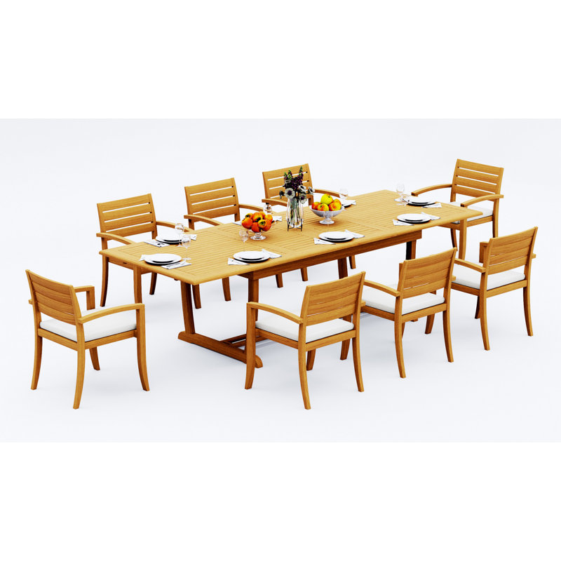 Ensemble de table d'extérieur rectangulaire L 82 po Alvarado, 30.5" H x 118" L x 40" W, 8