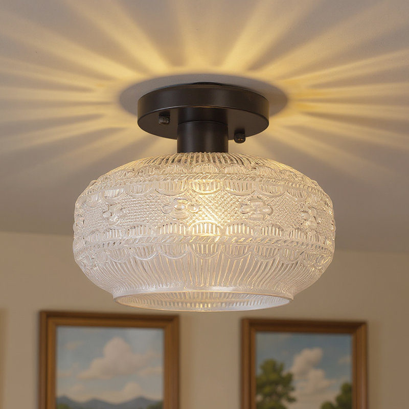 Plafonnier semi-encastré en cristal 1 lumière 9,5 po
