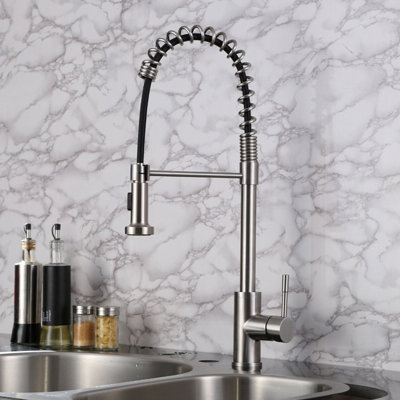Robinet de cuisine contemporain / moderne à pré-rinçage, robinet d'évier de cuisine monocorps à poignée simple