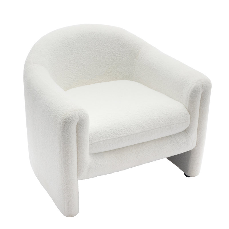 Esly 82Cm Wide Barrel Chair, White Teddy