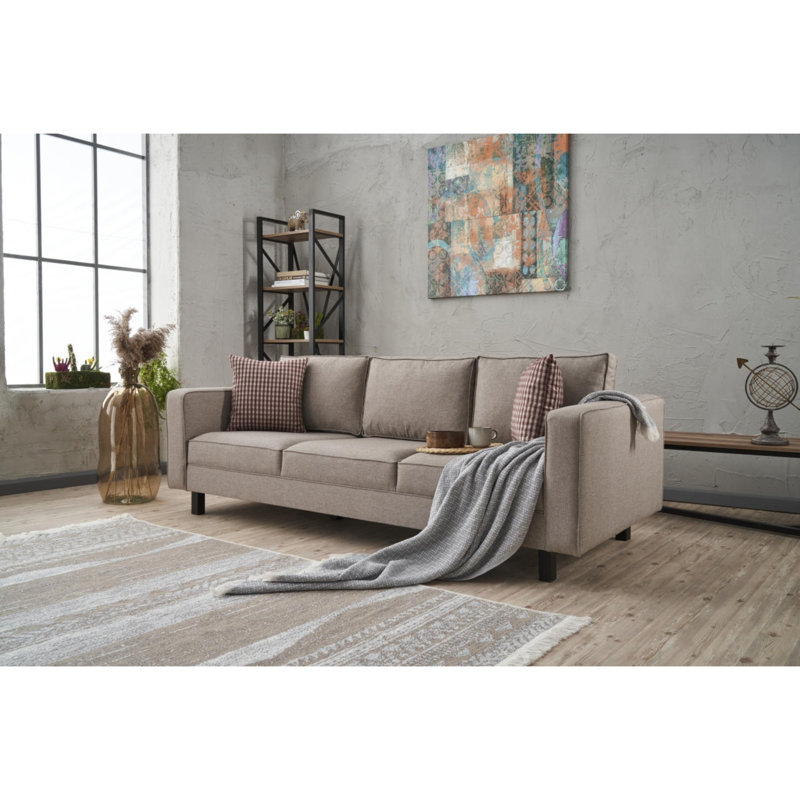 Canapé rembourré Breaanna, Mélange de polyester brun