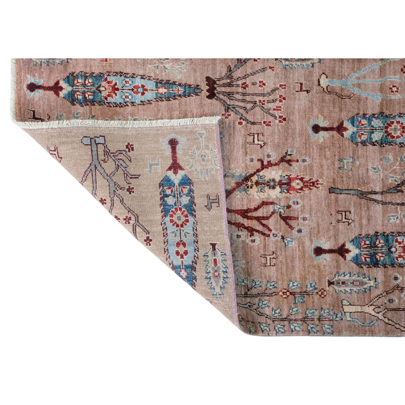 High-Quality Hand-Knotted Pink And Blue Area Rug