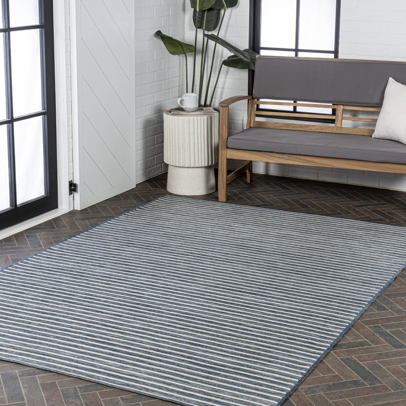 Tapis d'intérieur / d'extérieur réversible bleu marine / crème Leterra, Rectangle 3 pi 3 po x 5 pi