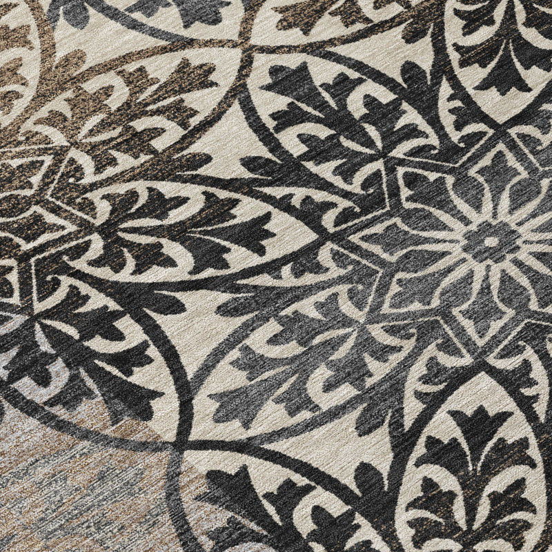 Machine Washable Indoor/Outdoor Chantille ACN2916 Spiral Rug, Graphite, 3' x 5'