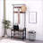 Coat Racks, 4-in-1 Rustic Brown Hall Tree with Shoe Bench, 9 Hooks, Hanging Rod, 13.8x25.2x72.8 In | Brown | MDF+Metal