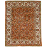 Wool Oriental Area Rug in Rust/Ivory