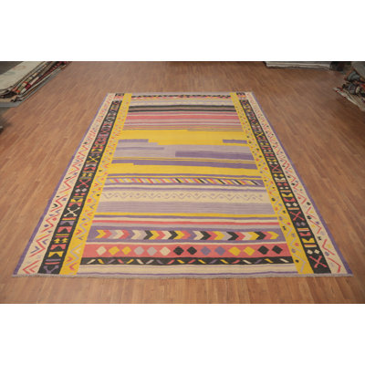 Geometric Wool Kilim Handwoven Area Rug 10x13