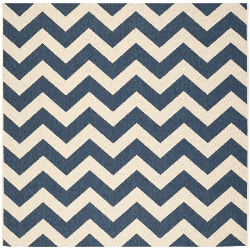 Shauna Indoor/ Outdoor Navy/Neutral Rug, Square 160cm