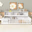 Lit double pleine grandeur avec bibliothèque latérale, tablettes de rangement et garde-corps, lit plateforme en bois peu encombrant pour la chambre à coucher, blanc-365108810-365108813