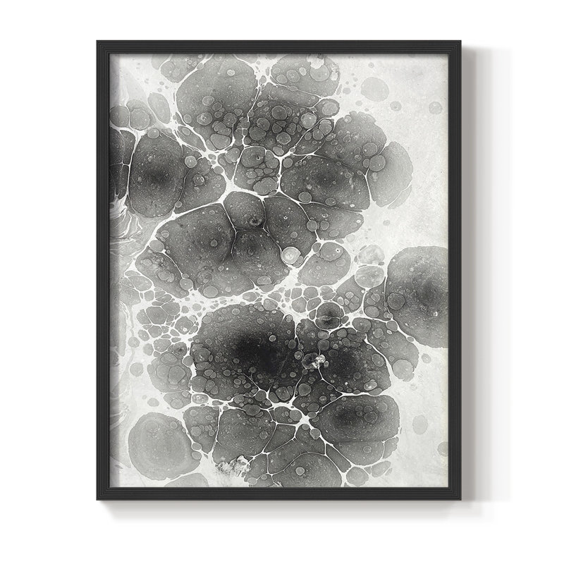 Marbling II Framed Print - Solid Wood, Black, 30" H x 24" W