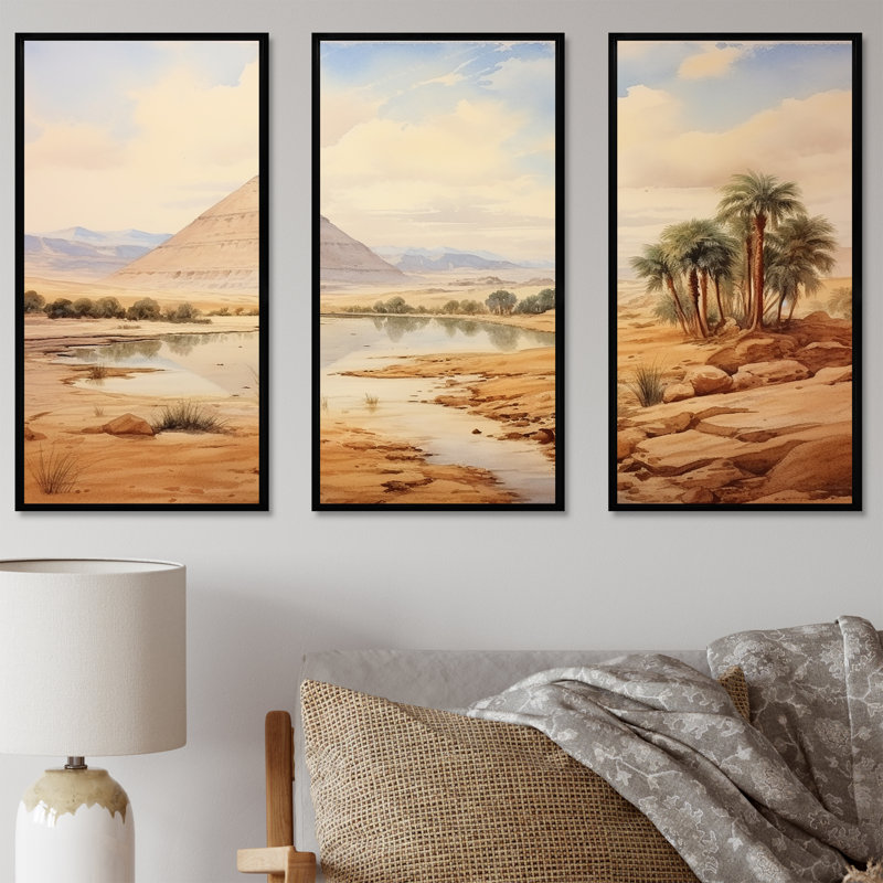 Ancienne pyramide égyptienne, art mural, H 28 po x l 36 po x P 1 po, Cadre flottant noir