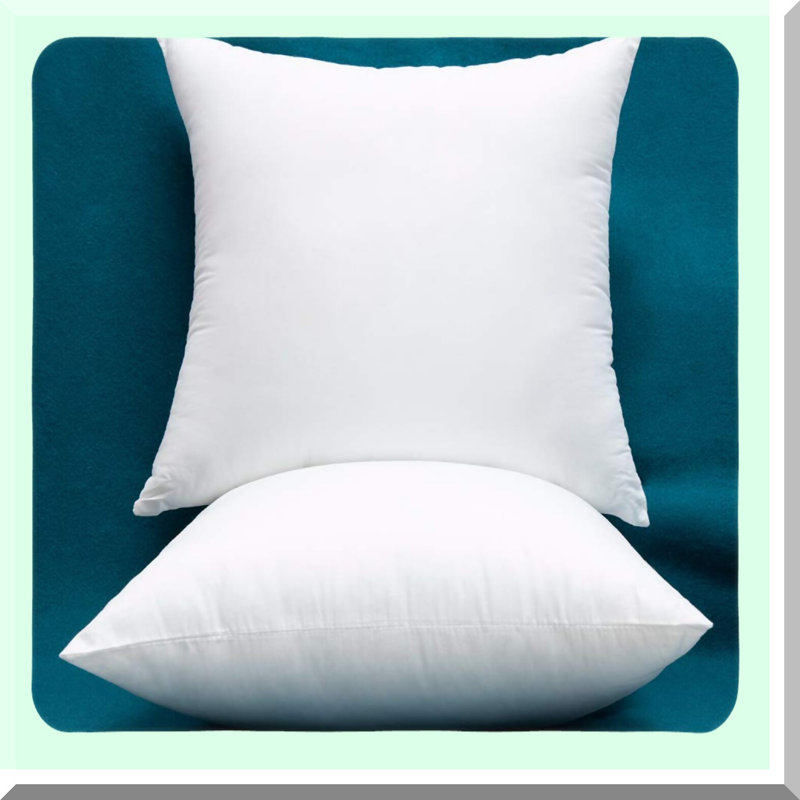Plush Comfort Pillow Inserts - Set of 2 | Cotton Fabric Down Alternative Decorative Throw Pillows | Fluffy Cushion Inserts for Sofa & Bed