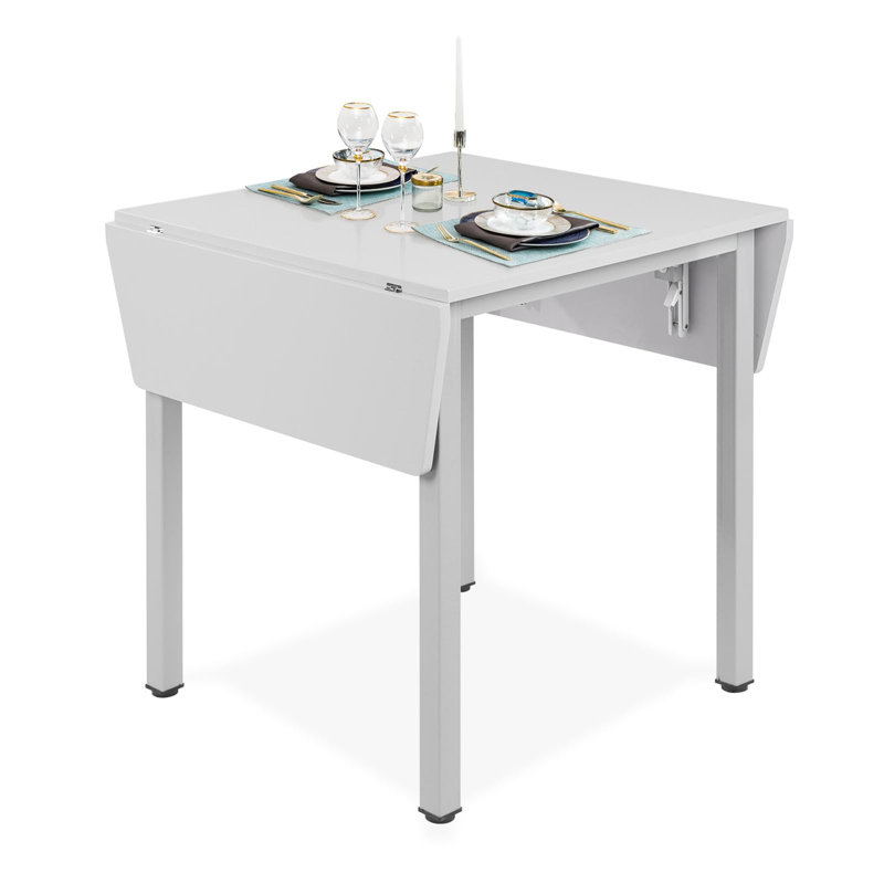 Kenyia Extendable Metal Base Dining Table, Grey