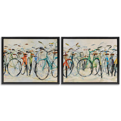 Ensemble de cadres flottants 2 pièces Dynamic Bicyclcles on Beige, design par Dusza
