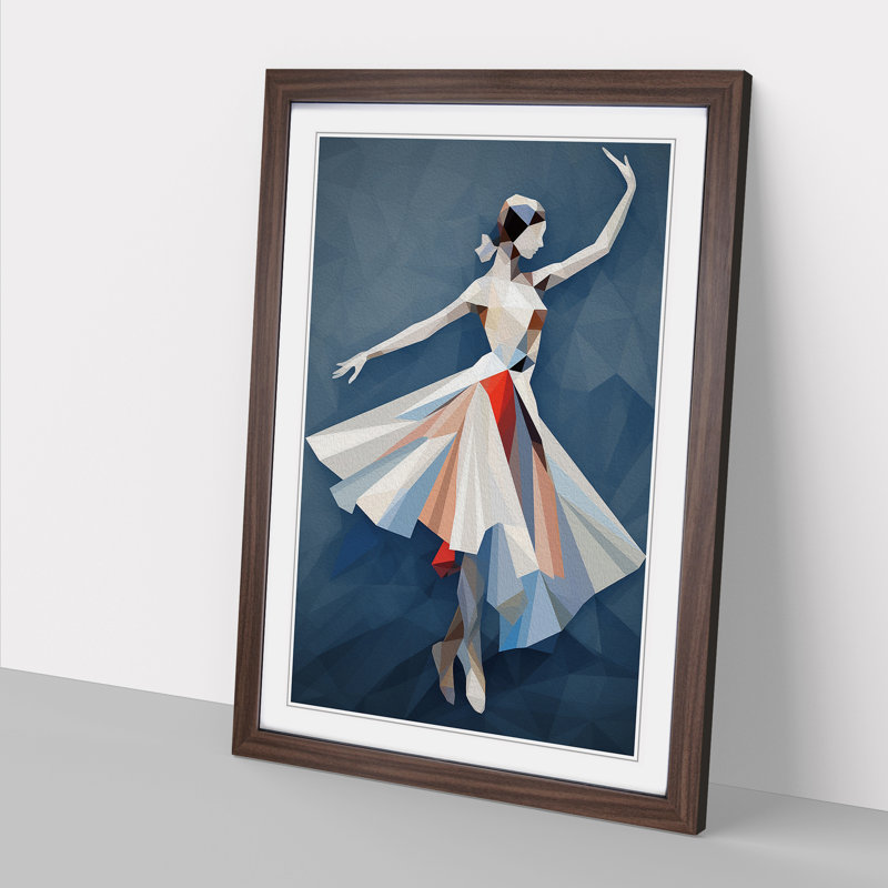 Ballet Dancer Geometric Art - Framed Print, Walnut Framed, 46cm H x 34cm W x 2cm D