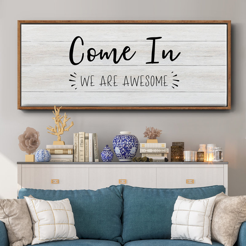 Come In- Framed Canvas, 12" H x 30" W