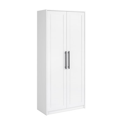 Vlasios Premium Home Storage Cabinet with Panel Doors and Shelves, Storage Cabinet with 5 Shelves for Kitchen, Bathroom, 16" D x 32" W x 72" H, White
