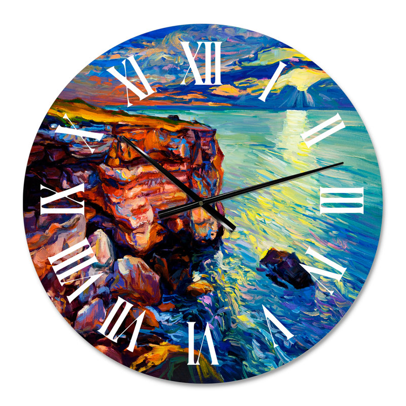 By The Cliffside Ocean View Impression - Horloge murale traditionnelle, Petit