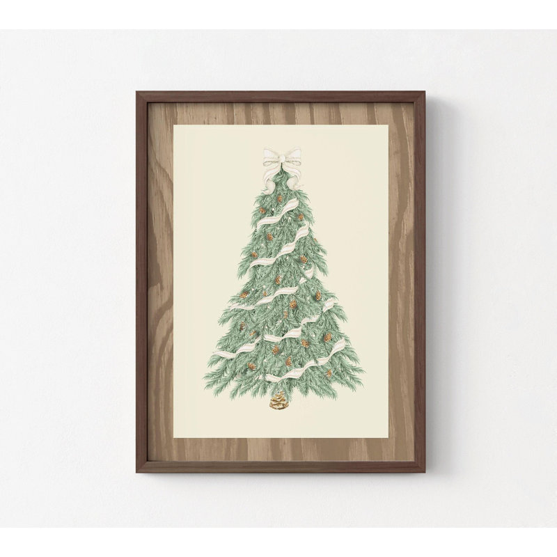 Maliiah réaliste arbre de Noël impression pin minimaliste à feuilles persistantes dessin rétro rétro fête des fêtes décoration pendaison de crémaillère