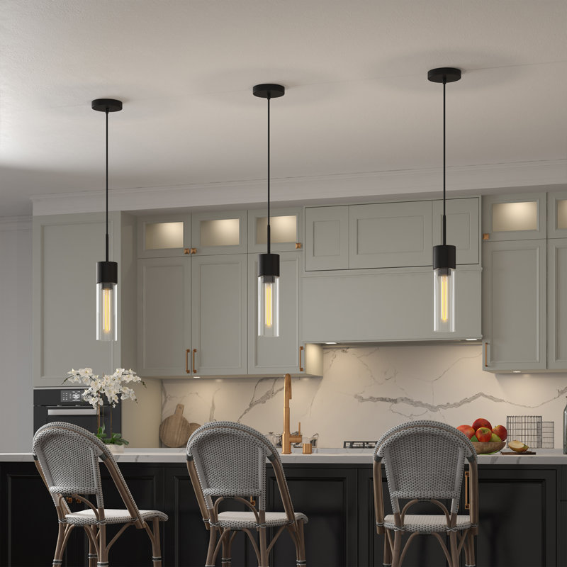 1 - Light Gold Single Pendant, Black