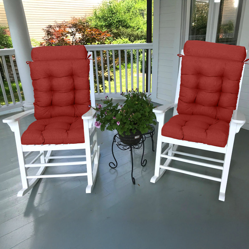 Outdoor High Back Chair Cushion Set, Red