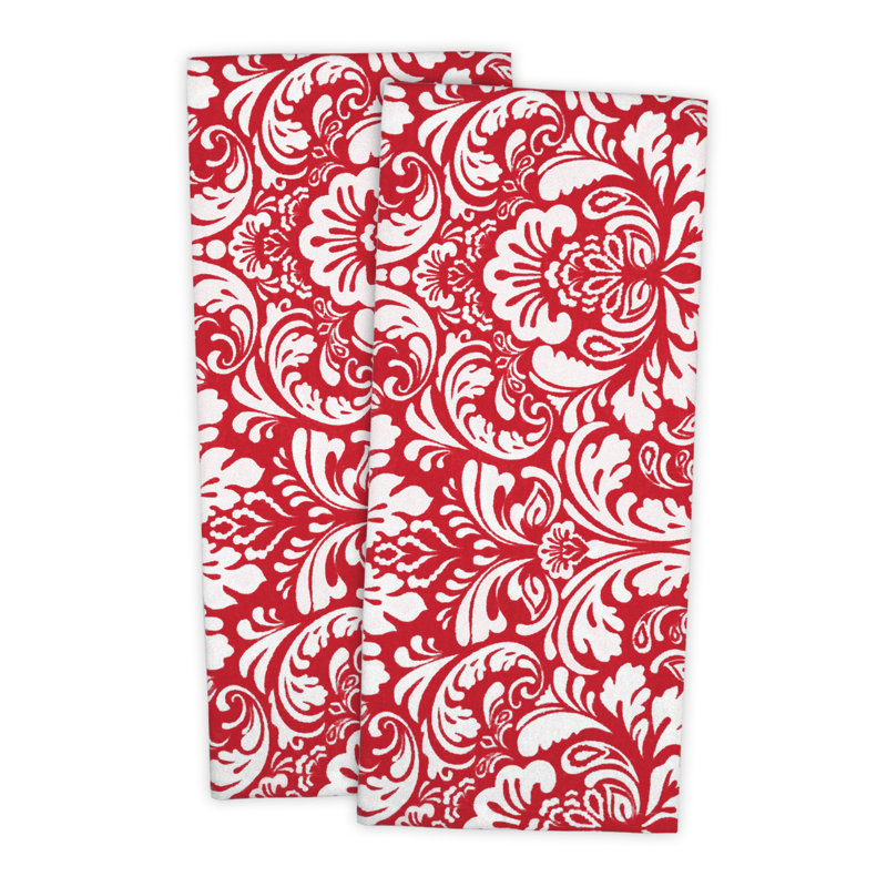 Angelia Cotton Waffle Dish Cloth Kitchen Towel, Red