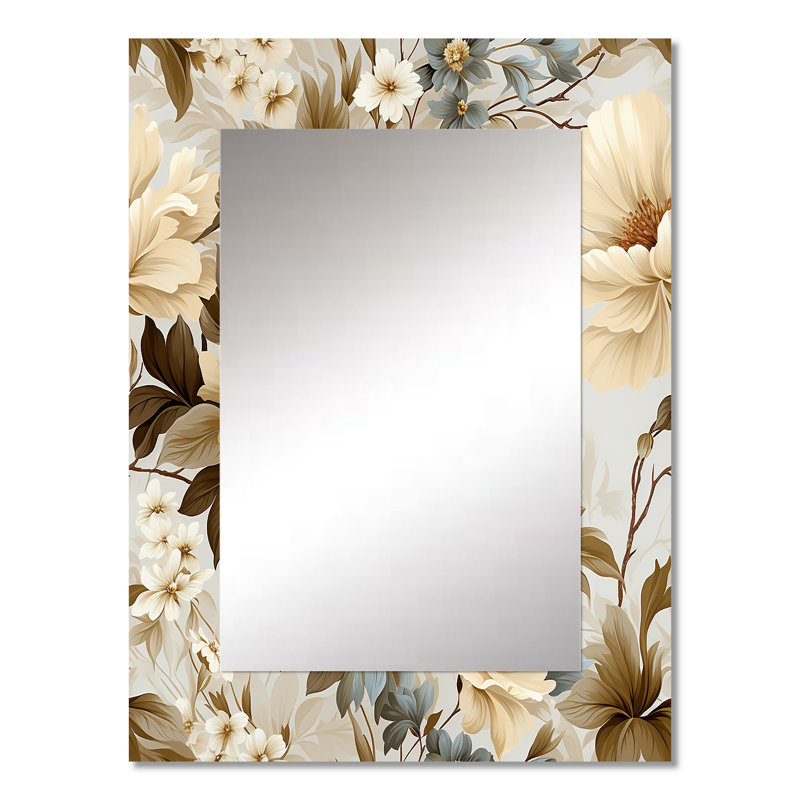 Houston Ethereal Rococo Flourish Victorian Pattern - Floral Large Mirror, Floral Decorative Wall Mirror, Printed Metal Art