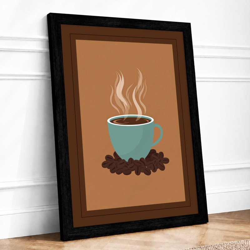 Steaming Coffee Modern - Framed Print, A2 - 59.4 x 42.0 cm, Black