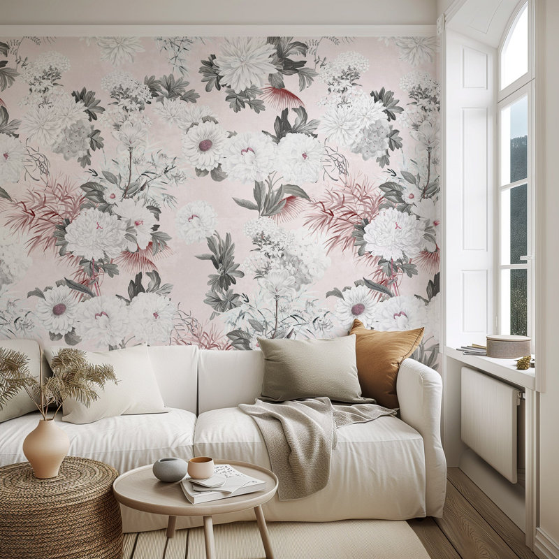 Luxury Floral Japandi Wallpaper, Pink