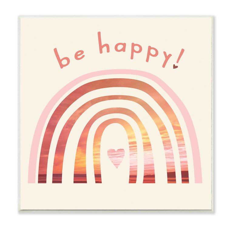 Be Happy Phrase Warm Tone Beach Rainbow