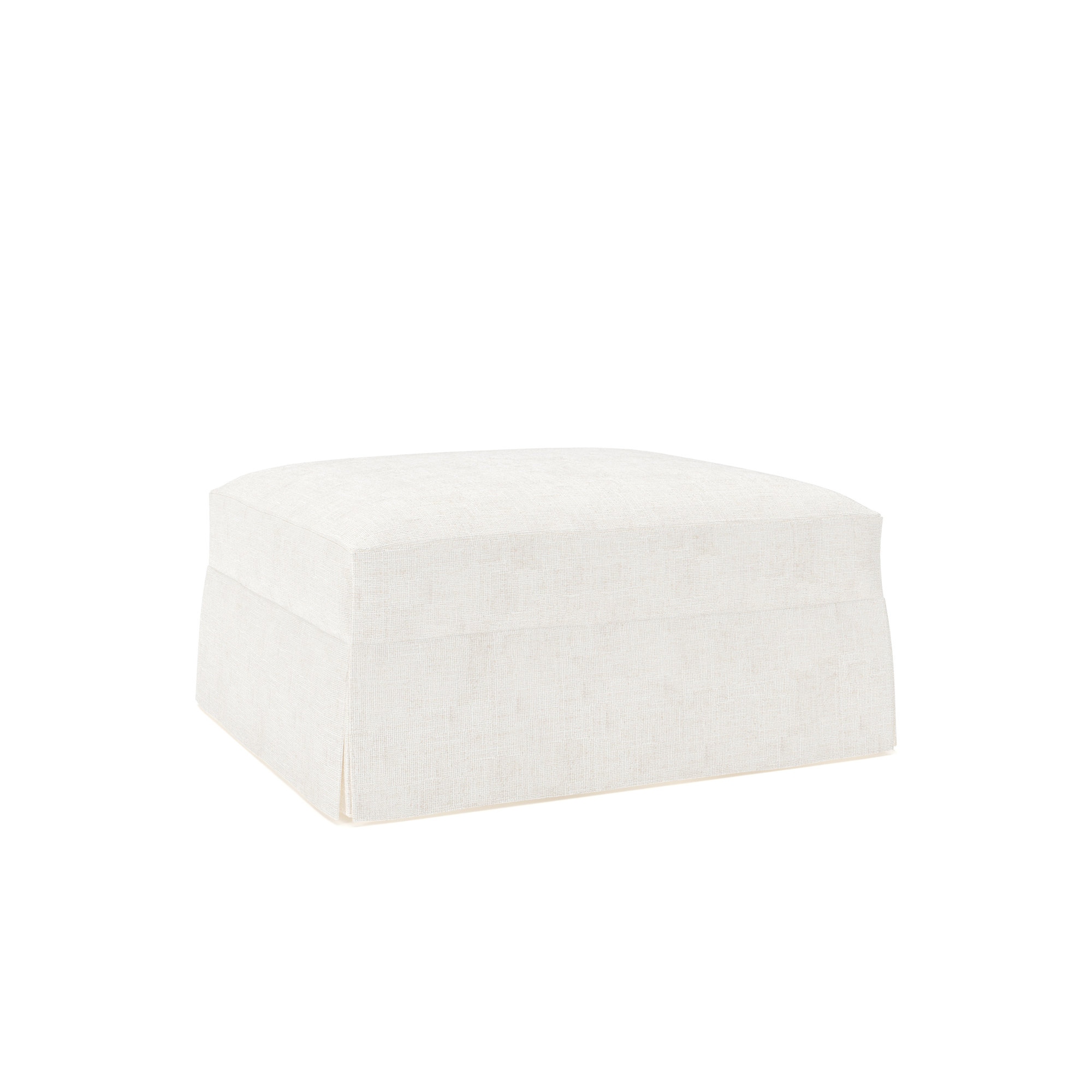 Lucia Upholstered Ottoman, Bevin Natural Linen Blend