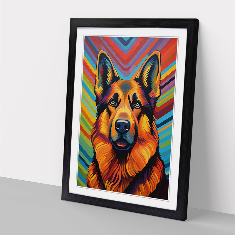German Shepherd Op - Framed Print, Black Framed, 64cm H x 46cm W x 3cm D