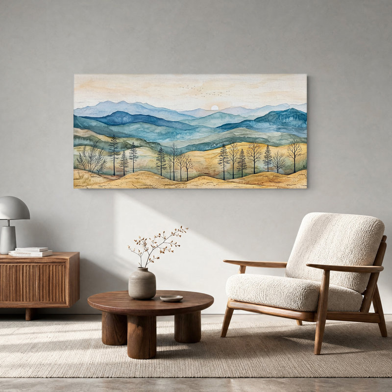 «Layered Blue Mountains and Golden Hills», art mural sur toile, L 40 po x H 20 po