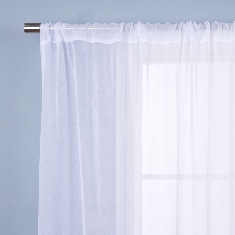Paire de rideaux transparents avec passe-tringle Walton, Blanc, L 52 po x L 96 po