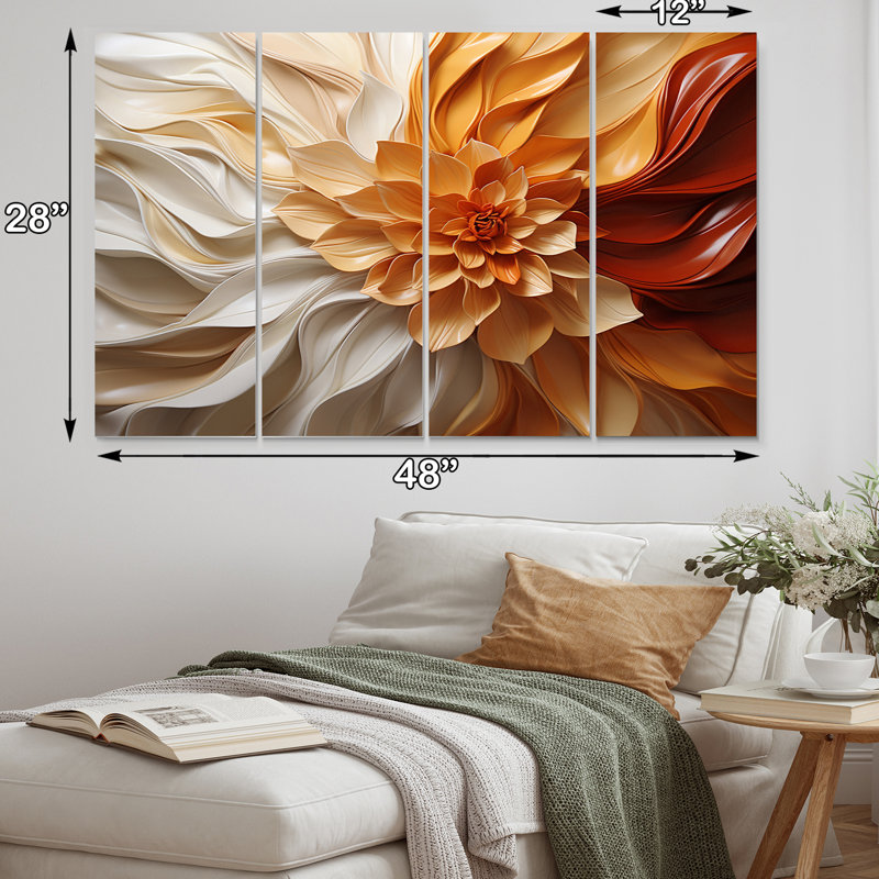 Wissem - Reproduction d'art sur toile à spirales abstraites - 4 panneaux