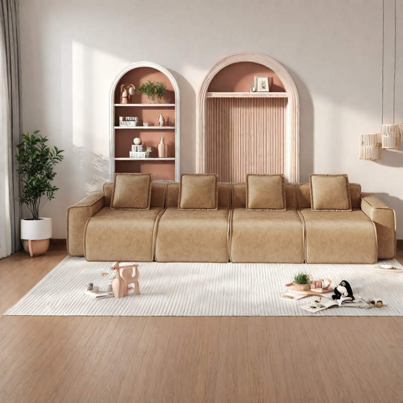 Spacious Velvet Modular Sofa, Modern Design for Family Living