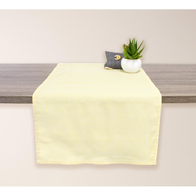 Yellow Striped 100% Pure Cotton Table Runner 16 Inch, 90" L x 16" W