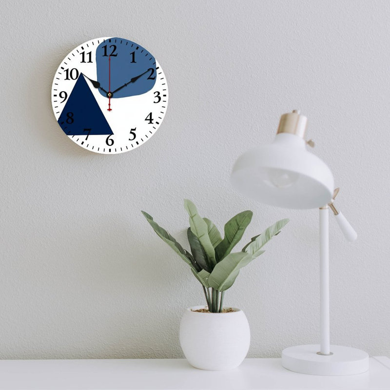 Horloge murale décorative bleue et bleue 12 X 12 pouces pour chambre d'enfant et terrasse