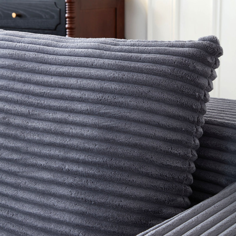 Canapé modulaire profond en velours côtelé avec porte-gobelets, aucun assemblage requis, Gris