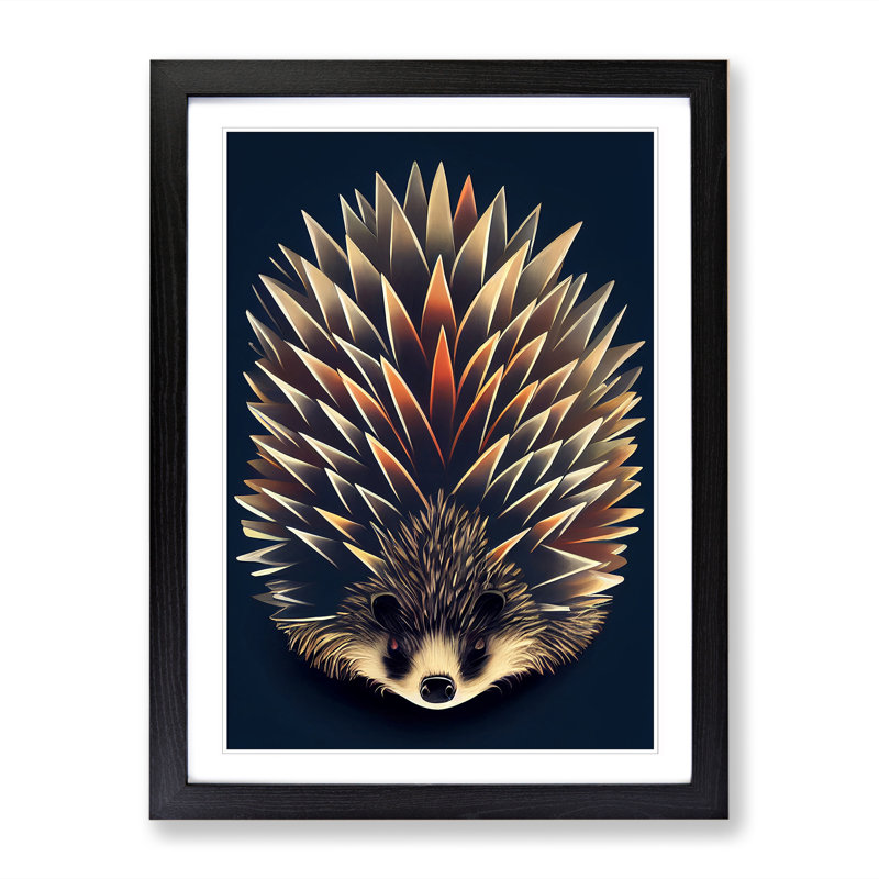 Adamm Hedgehog Futuristic - Picture Frame Print, Black, 64cm H x 46cm W