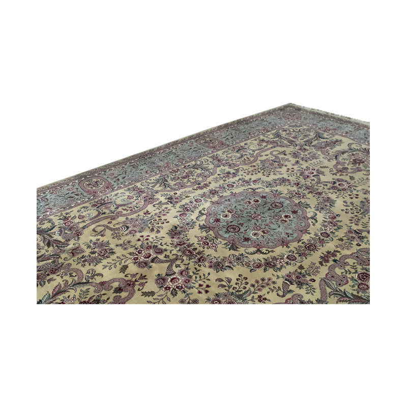 Prince Wool Oriental Area Rug in Gold/Light Green, Rectangle 10' x 14'
