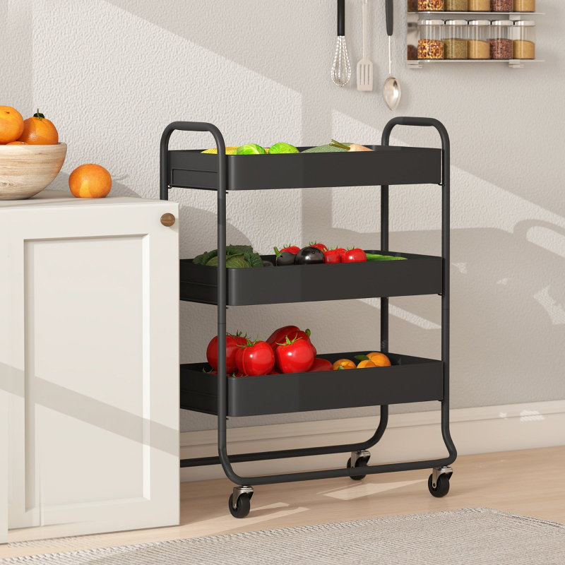 Metal Kitchen Cart, Black