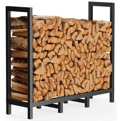 Support à bois de chauffage robuste de 4 pi avec 8 pieds de support - Support à bûches réglable pour une utilisation intérieure / extérieure