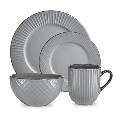 16 Piece Stoneware Dinnerware Set - Service for 4