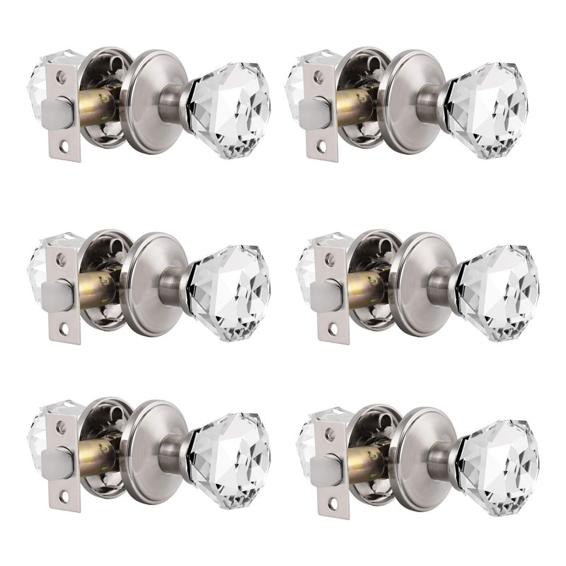 Probrico Interior Crystal Passage with Round Rosette Door Knobs for Hall ad Closet Door, Passage, Oil Rubbed Bronze